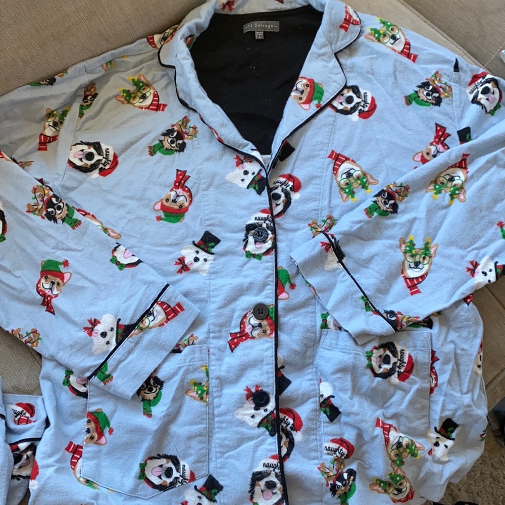 Flannel Christmas Dog print PJ set